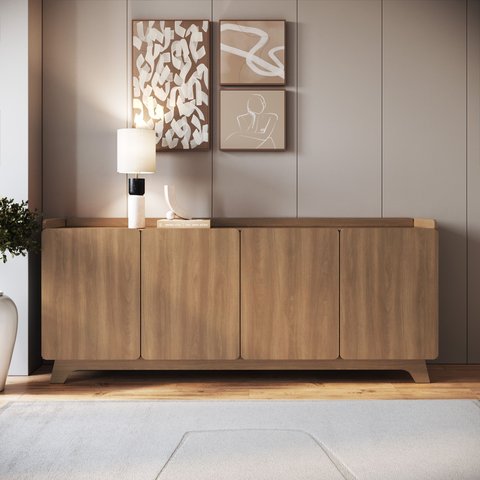 Buffet para Sala de Jantar 200x96x40cm John Marrom/Freijó
