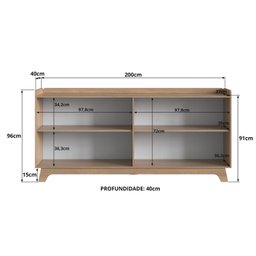 Buffet para Sala de Jantar 200x96x40cm John - 3
