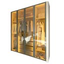 Ver imagem 2 de Guarda-Roupa Solteiro Lúmine 4 Portas 4 Gavetas com Vidro e LED 100% MDF Off White - Pnr Móveis