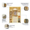 Ver imagem 5 de Guarda-Roupa Solteiro Lúmine 4 Portas 4 Gavetas com Vidro e LED 100% MDF Off White - Pnr Móveis