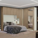 Ver imagem 1 de Quarto Modulado Casal Completo 8 Portas 3 Gavetas com Espelho Seletto Marrom/Areia/Jequitibá