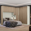 Ver imagem 1 de Quarto Modulado Casal Completo 8 Portas 6 Gavetas Canto Oblíquo Seletto Marrom/Areia/Jequitibá
