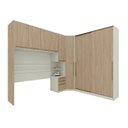 Ver imagem 3 de Quarto Modulado Casal Completo 8 Portas 6 Gavetas Canto Oblíquo Seletto Marrom/Areia/Jequitibá