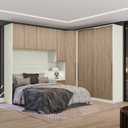 Ver imagem 1 de Quarto Modulado Casal Completo 8 Portas 6 Gavetas Canto Oblíquo Seletto Marrom/Areia HP/Jequitibá