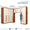 Ver imagem 3 de Guarda-Roupa Modulado 5 Peças 9 Portas 3 Gavetas Texas Marrom/Cinamomo/Off White Arenas