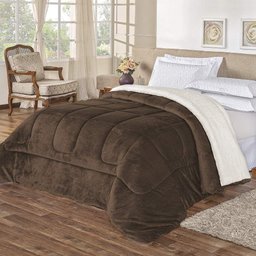 Coberdrom Queen Noruega Sherpa + Manta Flannel 1pç - Marrom - 1