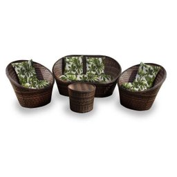 Conjunto de Sofá Fibra Sintética Bola - 1 Sofá 2 L + 2 Poltronas + 1 Mesa Centro - Zimbros Verde - 1
