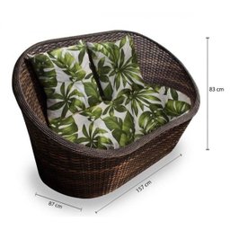 Conjunto de Sofá Fibra Sintética Bola - 1 Sofá 2 L + 2 Poltronas + 1 Mesa Centro - Zimbros Verde - 2