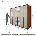 Ver imagem 3 de Guarda Roupa Style 6 Portas 4 Gavetas 100% Mdf com Espelho