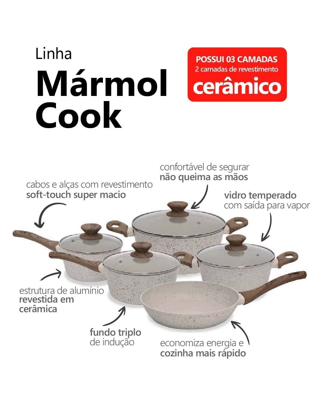 Panela Aluminio Cerâmica Indução Antiaderente 20cm Mimo Style Linha Cook Vanilla 2,25 Litros Com Tam - 8