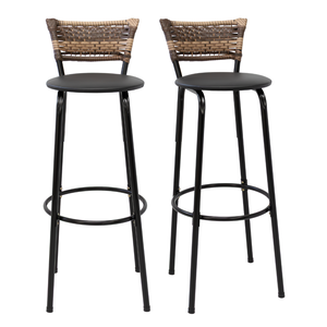 Kit 2 Banquetas 80cm para Balcão Ilha Bancada Área Gourmet Encosto em Junco Banco Itagold