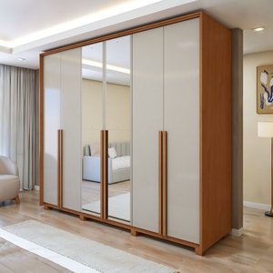 Guarda Roupa Style 6 Portas 4 Gavetas 100% Mdf com Espelho e Pés