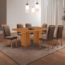 Ver imagem 1 de Mesa de Jantar Eloise 180cm Tampo MDF Canto Copo Laminado e 6 Cadeiras Lorena