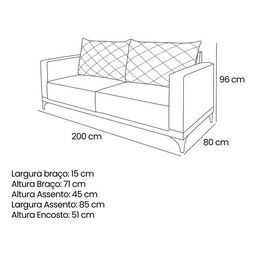 Sofá Viena 3 Lugares Bouclê Terracota 2.00m Pés em Aço para Sala Bz Home Decor - 4
