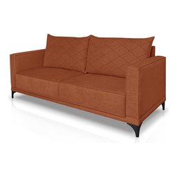 Sofá Viena 3 Lugares Bouclê Terracota 2.00m Pés em Aço para Sala Bz Home Decor - 5