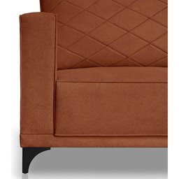 Sofá Viena 3 Lugares Bouclê Terracota 2.00m Pés em Aço para Sala Bz Home Decor - 3