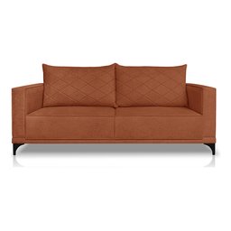 Sofá Viena 3 Lugares Bouclê Terracota 2.00m Pés em Aço para Sala Bz Home Decor - 2