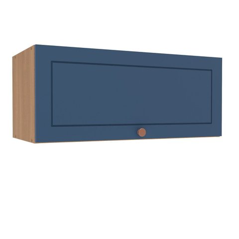 Armário Aéreo 1 Porta Basculante Pérola Yescasa Azul/Freijó