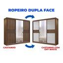 Ver imagem 6 de Guarda-Roupa Casal Ripado 3 Portas de Correr com Espelho 100% MDF Cristal Marrom/Castanho/Off White