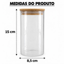 Ver imagem 3 de Pote Porta Mantimentos de Vidro 550ml com Tampa de Bambu 8,5x15cm para Mantimentos e Alimentos