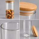 Ver imagem 2 de Pote Porta Mantimentos de Vidro 550ml com Tampa de Bambu 8,5x15cm para Mantimentos e Alimentos