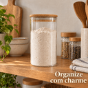 Ver imagem 6 de Pote Porta Mantimentos de Vidro 550ml com Tampa de Bambu 8,5x15cm para Mantimentos e Alimentos