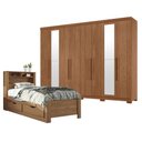 Ver imagem 1 de Guarda Roupa Casal Master New 8 Portas 4 Gavetas MDP com Espelho e Pés Cama Solteiro Jatobá Santos