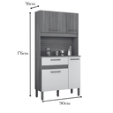 Ver imagem 4 de Armário de Cozinha Jade 90cm Compacto Pequeno para Apartamento com Gavetas 4 Portas:grafite