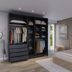 Guarda-roupa Casal 5 Portas 4 Gavetas 100% Mdf Allen 226,7 Cm - 11