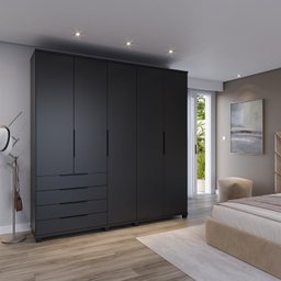 Guarda-roupa Casal 5 Portas 4 Gavetas 100% Mdf Allen 226,7 Cm - 2