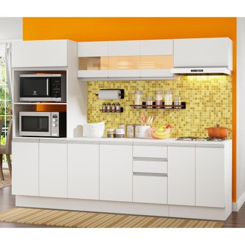 Cozinha Completa Smart Modulada com Balcão Tampo Mdf Madesa
