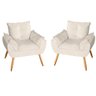 Kit 2 Poltronas Decorativas Opala Suede Bege Claro MV Estofados - 1