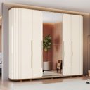 Ver imagem 1 de Guarda-Roupa Casal Premium Cantos Arredondados com Ripado 6 Portas com Amortecimento 6 Gavetas com U Off White/Nature