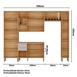 Cozinha Completa Modulada 300cm 5 Peças com Tampo 100% Mdf Itália Espresso Móveis - 5