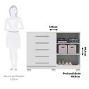 Ver imagem 4 de Cômoda 2 Portas 5 Gavetas com Sapateira 100% MDF 136cm Gérbera Espresso Móveis Branco