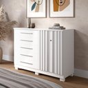 Ver imagem 1 de Cômoda 2 Portas 5 Gavetas com Sapateira 100% MDF 136cm Gérbera Espresso Móveis Branco