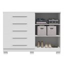 Ver imagem 3 de Cômoda 2 Portas 5 Gavetas com Sapateira 100% MDF 136cm Gérbera Espresso Móveis Branco