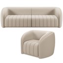 Ver imagem 1 de Kit Sofá 4 Lugares para Sala 252cm com 01 Poltrona Lazio M03 Veludo Bege - Lyam Decor