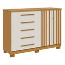 Ver imagem 2 de Cômoda 2 Portas 5 Gavetas com Sapateira 100% MDF 136cm Gérbera Espresso Móveis Bege/Cinamomo/Off-White