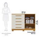 Ver imagem 4 de Cômoda 2 Portas 5 Gavetas com Sapateira 100% MDF 136cm Gérbera Espresso Móveis Bege/Cinamomo/Off-White