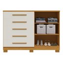 Ver imagem 3 de Cômoda 2 Portas 5 Gavetas com Sapateira 100% MDF 136cm Gérbera Espresso Móveis Bege/Cinamomo/Off-White