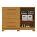 Ver imagem 3 de Cômoda 2 Portas 5 Gavetas com Sapateira 100% MDF 136cm Gérbera Espresso Móveis Bege/Cinamomo