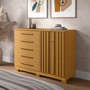 Cômoda 136cm 2 Portas e 5 Gavetas com Sapateira 100% Mdf Gérbera