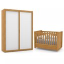 Ver imagem 1 de Jogo de Quarto Infantil Tutto New com Guarda Roupa 2 Portas e Berço Freijó/Branco Soft - Matic Móvei