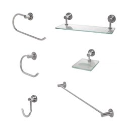 Kit Acessórios para Banheiro Luxo 6 Peças Moscou - Polido - 1