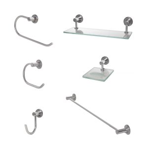 Kit Acessórios para Banheiro Luxo 6 Peças Moscou - Polido