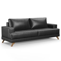 Sofá 200cm 3 Lugares Pés Curvos Santi Sintético D05 Preto - Mpozenato - 7