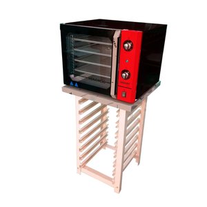 Forno Turbo Convec. Preto e Vermelho FCSB4E 220V + Bancada MES-004 - Venâncio