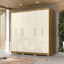 Ver imagem 1 de Guarda Roupa Casal Madesa 6 Portas Bater 6 Gavetas com Cabideiros Ajustáveis Mdf Nature/offwhite G98