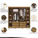 Ver imagem 3 de Guarda Roupa Casal Madesa 6 Portas Bater 6 Gavetas com Cabideiros Ajustáveis Mdf Nature/offwhite G98